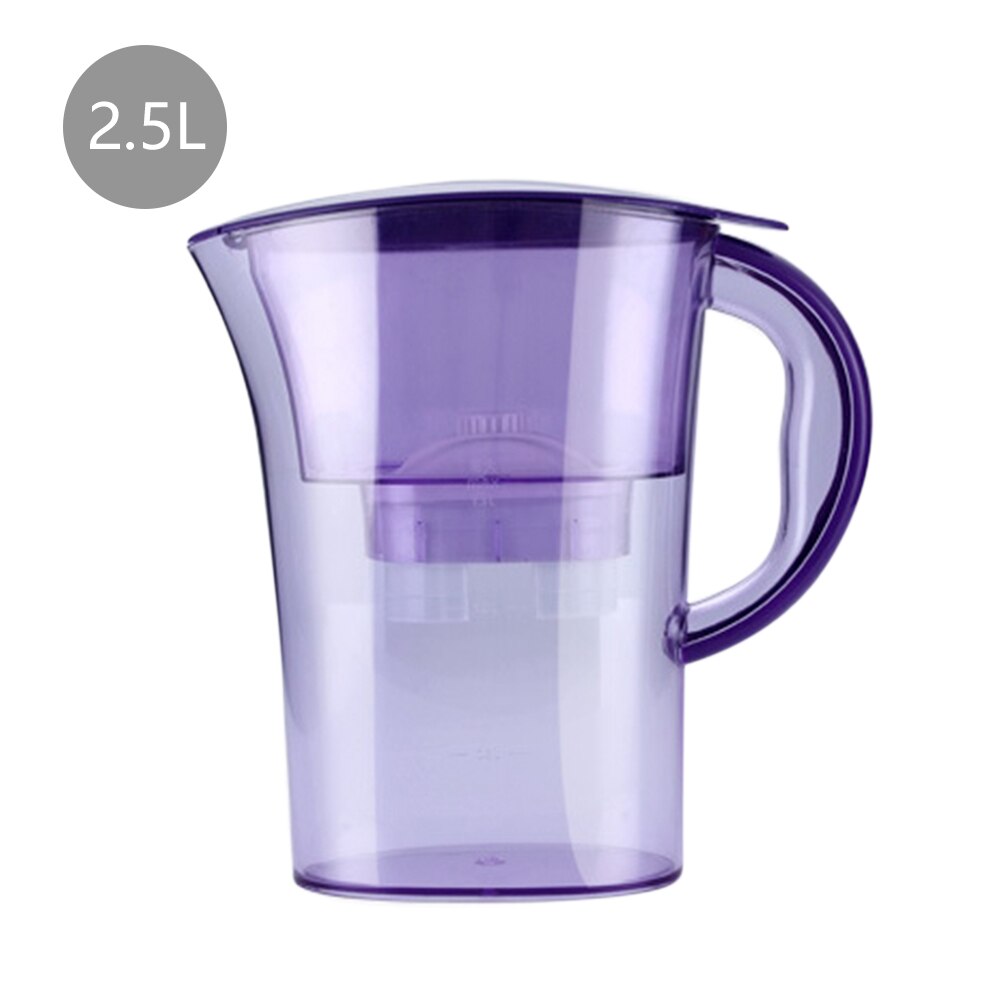 Vattenfilter kanna vattenkokare med påfyllning filterpatron aktivt kol vattenkokare hemmakontor drinkware purifier: 2.5l lila