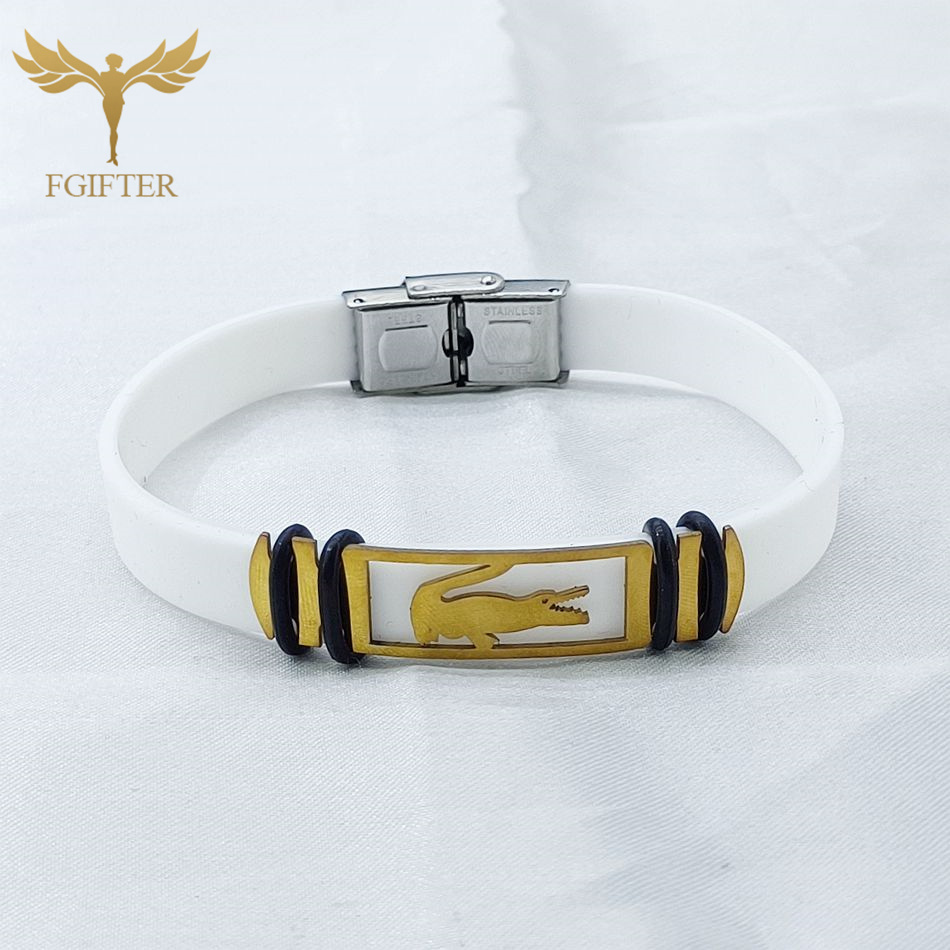 Bracelet accessoire Crocodile Reptile féroce, en acier inoxydable, en Silicone coloré, pour hommes et femmes, fournitures de fête, bijoux: 19cm / Brun rougeâtre