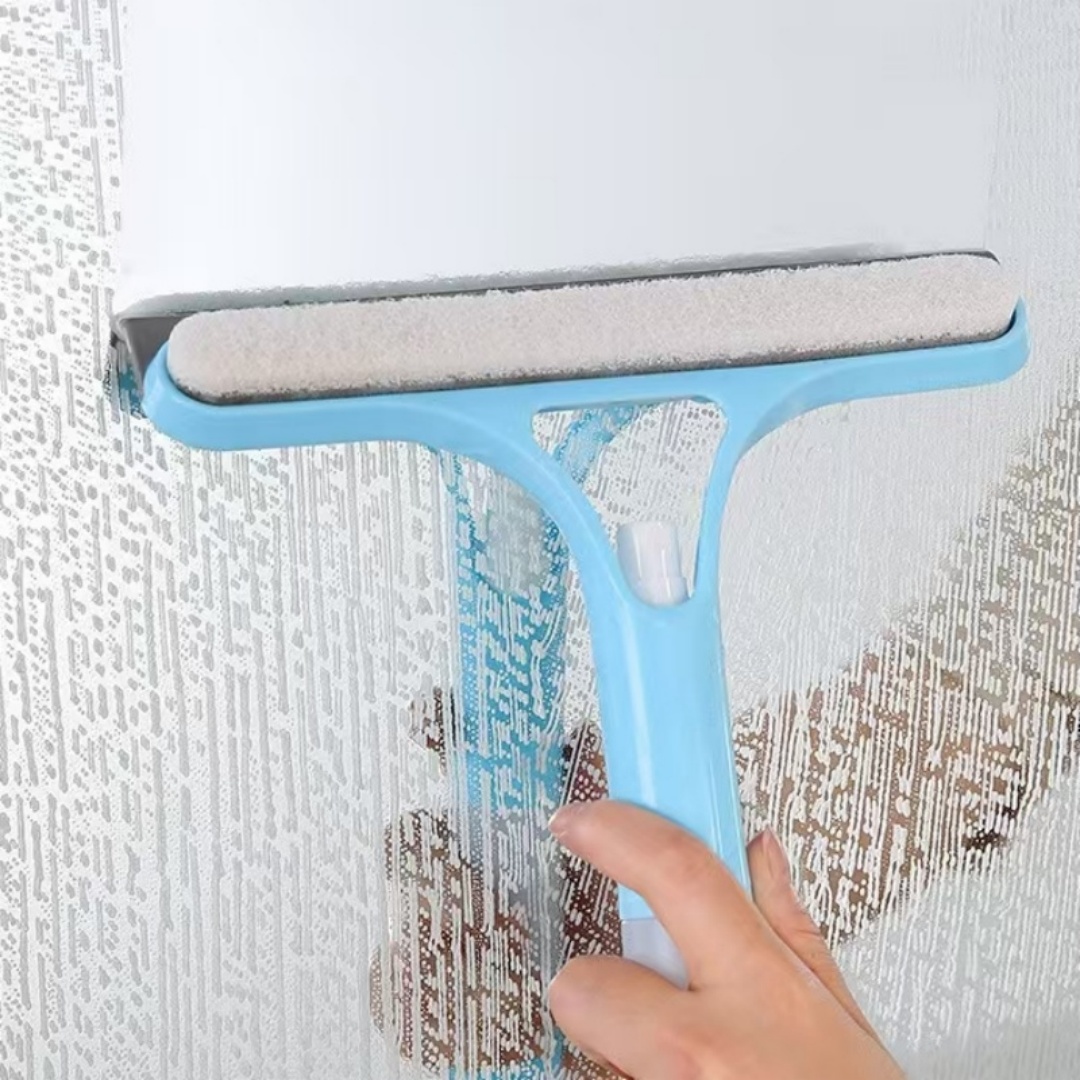 Limpiador de ventanas, raspador de vidrio para coche, limpiaparabrisas para puerta de ducha con dispensador de jabón para limpieza profunda del hogar y limpieza de espejos