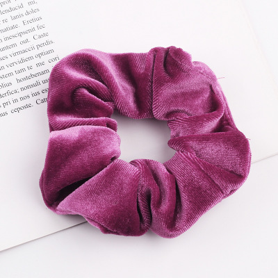 Nueva terciopelo dorado mujeres color puro salvaje intestino grueso pelo elástico deportes danza Scrunchie niñas accesorios para el cabello: Gris