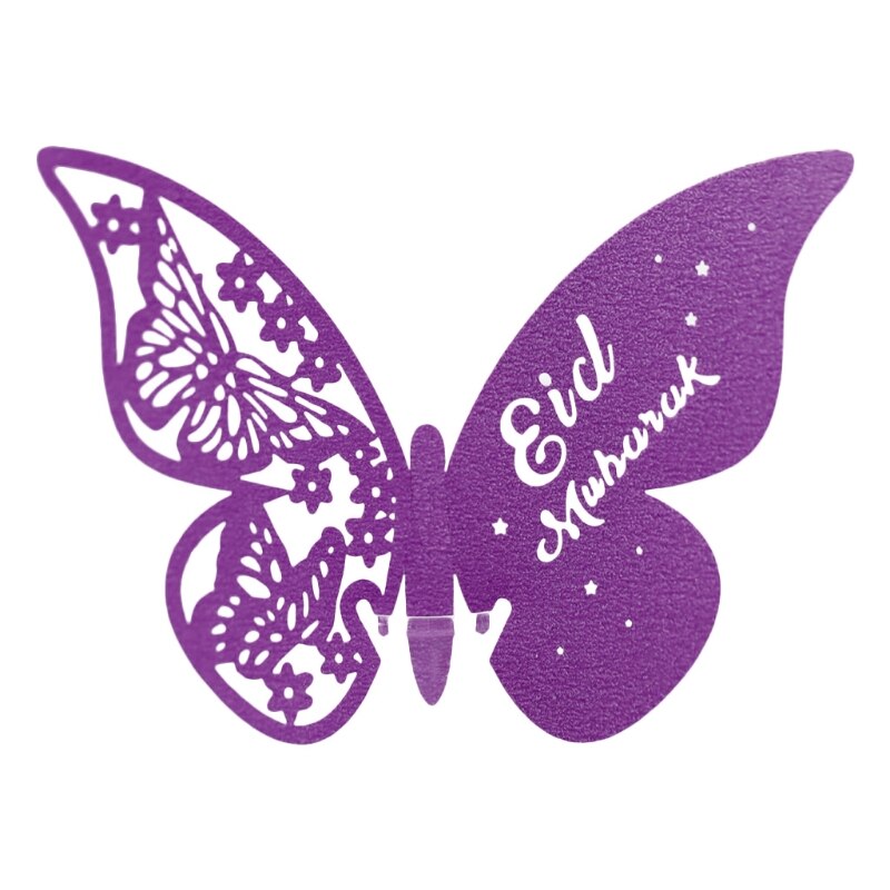 100Pcs 3D Vlinder Nummer Naam Papier Plaats Kaarten Wine Glass Cup Card Eid Mubarak Ramadan Wedding Party Decoratie: PL