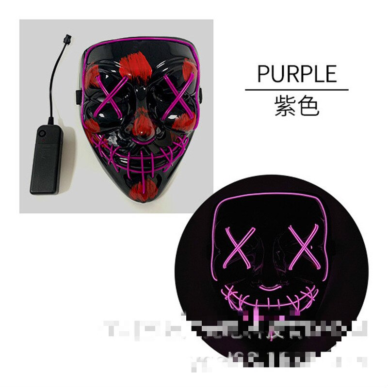 Halloween Luminous Mask Glitter Blood Horror Thriller LED Party Mask Party Mask Luminescent Carnival Light Mask: PURPLE