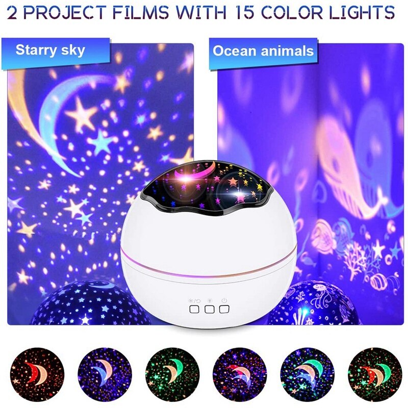 Night Light Star Projector Lights for Room LED Light Projector for Bedroom Bedside Lamp 8 Lighting Modes Adjustable