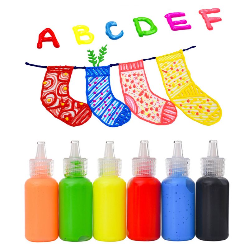 1 Set 6/12Colors 3D Acrylic Pigment Watercolor Paint Drawing Art DIY Handmade Painting Tool Supplies