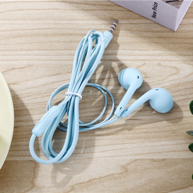 Sport Earphone Wired Super Bass 3.5mm Earphone Earbud with Built-in Microphone Hands Free: Blue