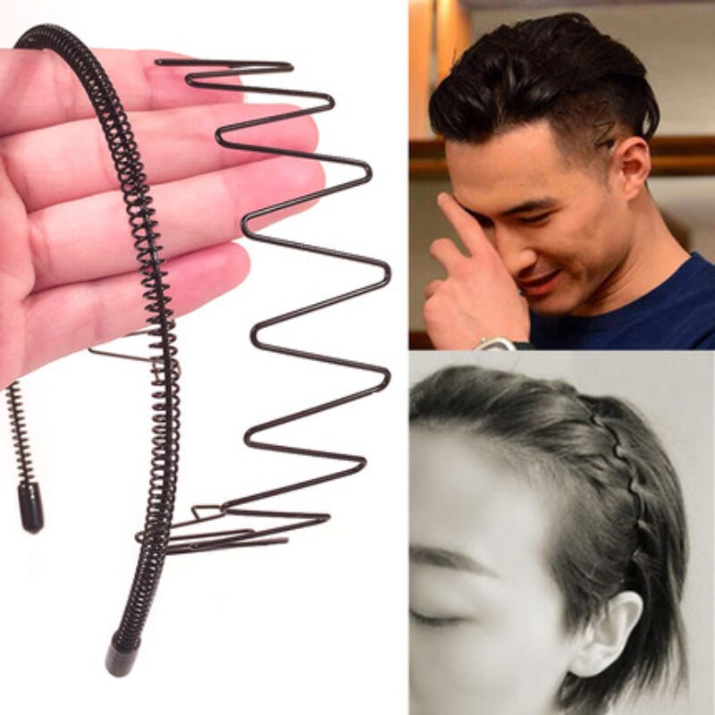 Herre hårbånd unisex sort fleksibelt bølget hår hoved bøjlebånd kvinder sports pandebånd hår tilbehør