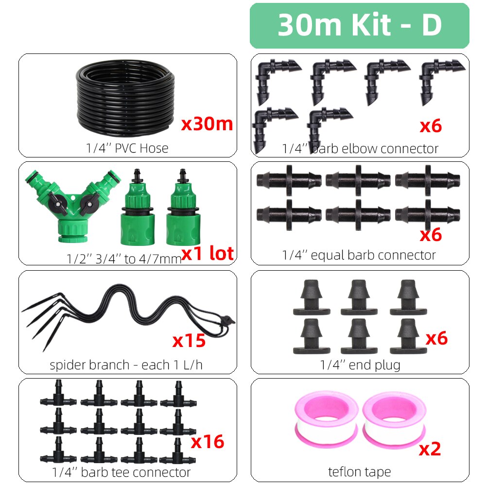 RBCFHI 5-50M Micro Spider Drip Irrigation System 4/7mm Main Line Potted Distribution Watering Kit Indoor Balcony Garden Set: D