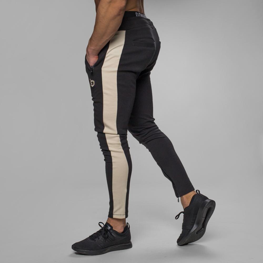 Mænd sports løbebukser bomuld ensfarvede lynlås bukser gym jogging bukser herre mærke sportsbukser herre bukser