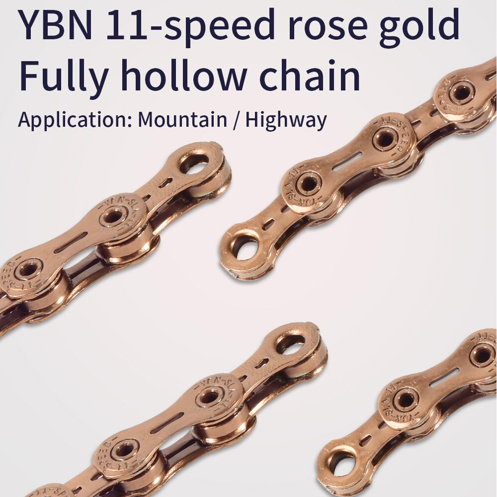 Ybn 11S 11 22 33 Speed Fietsketting Sla Hollow Rose Goud Mtb Racefiets Kettingen Voor Shimano/sram/Campanolo Systeem 116L Voor Slx Xt