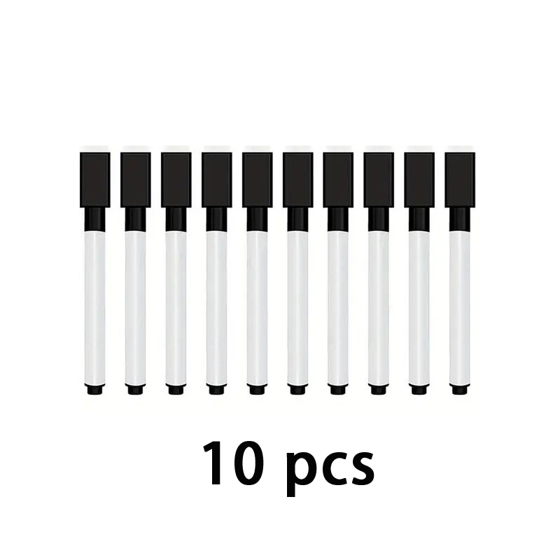 10 stuks droog uitwisbare whiteboard-markers met gumdop Voor whiteboard droog uitwisbare borden School, kantoor en thuis (zwart): Default Title