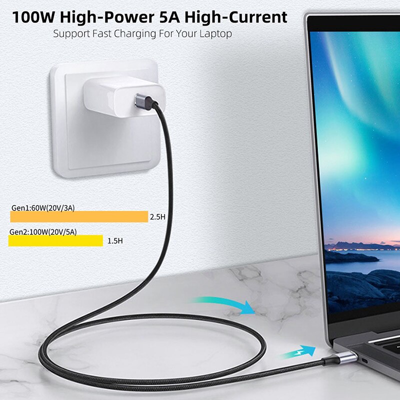 Type-C3.1 Gen2 10Gb 100W TV PC Mobile HD Video Transfer Data Fast Charging Cable