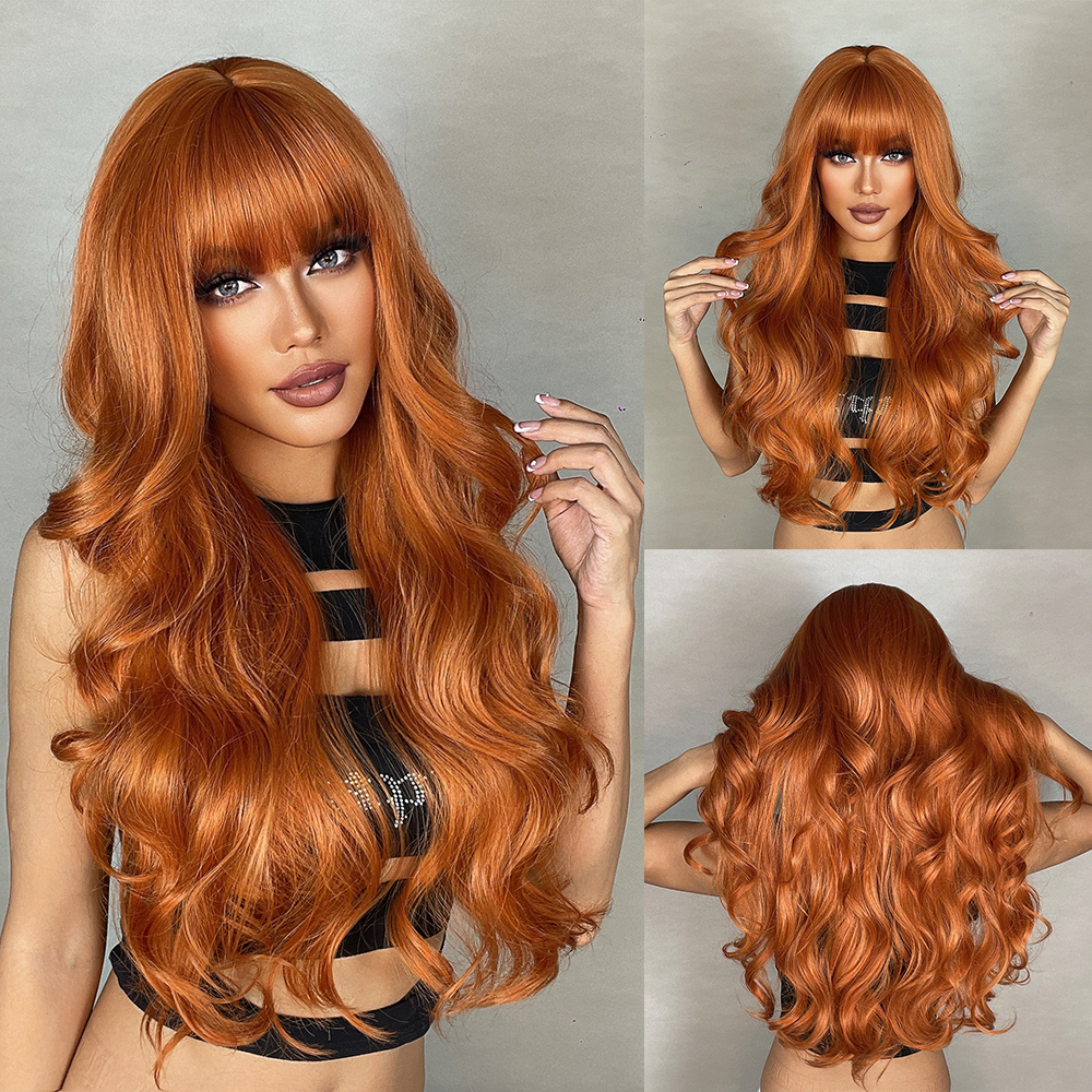 Red Synthetic Wigs Long Body Wavy Wig Natural Hairline Daily Red Hair Heat Resistant Fiber Smooth Party Cosplay Wig: #350