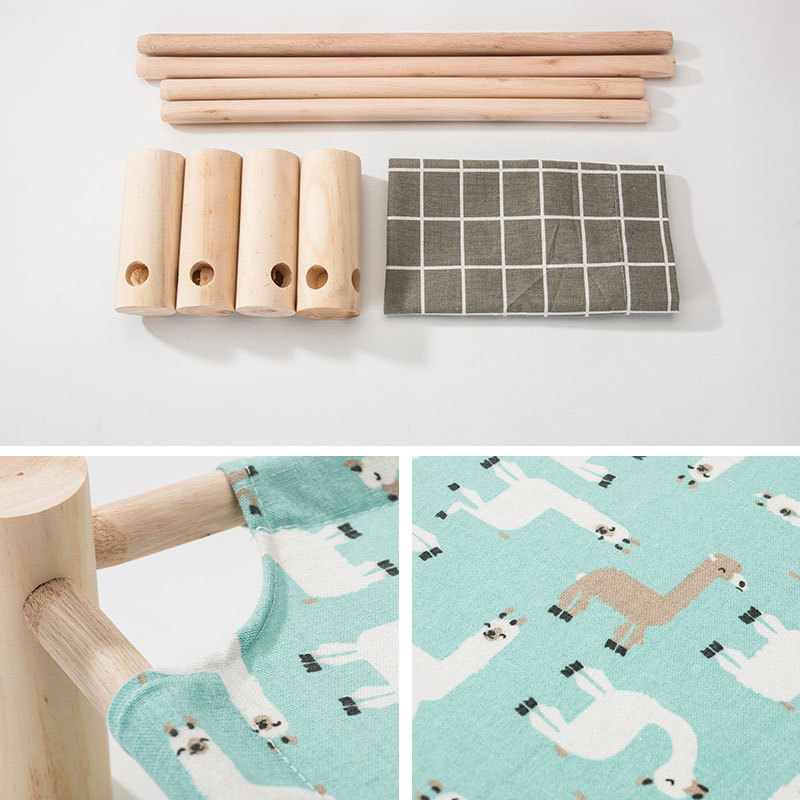 Hamaca de cuatro esquinas de madera maciza para gato, casa de lona, nido para gato, cama extraíble para perro y gato