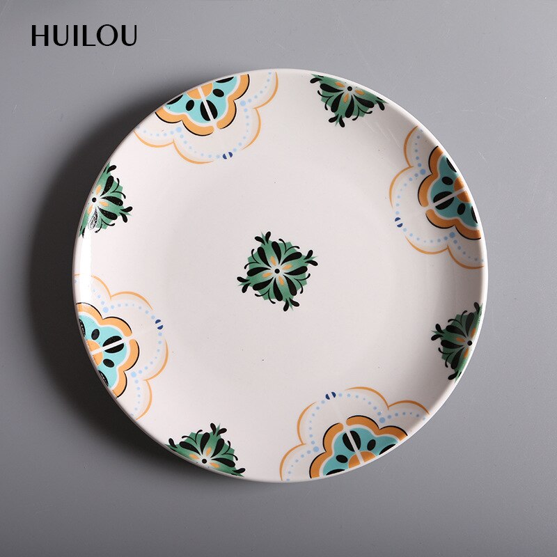 Steak plate Retro ceramic cutlery set Western breakfast plate ceramic shallow plate