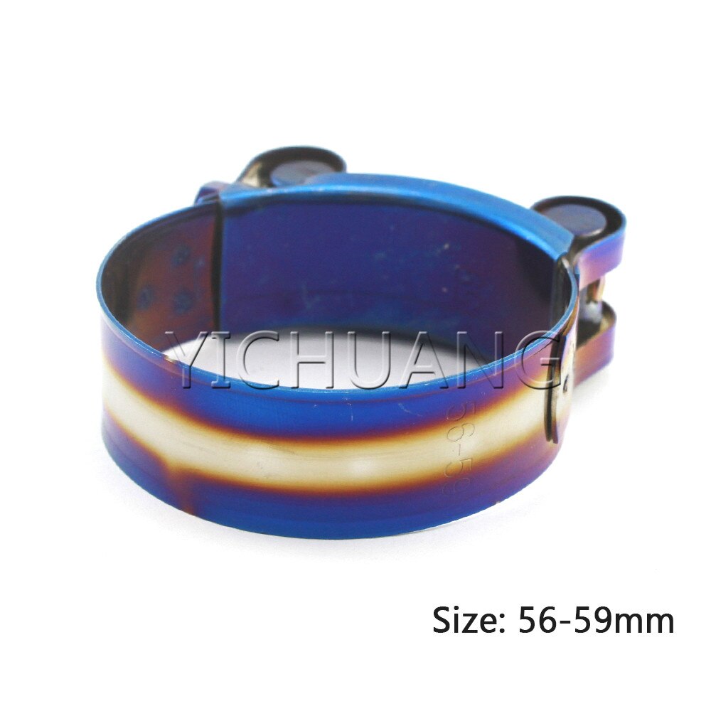 Universal Stainless Steel Hose Clamp Kit Adjustable Titanium Blue T Bolt Clamp 1 inch to 4.45 inch 26mm to 113mm: 56-59mm