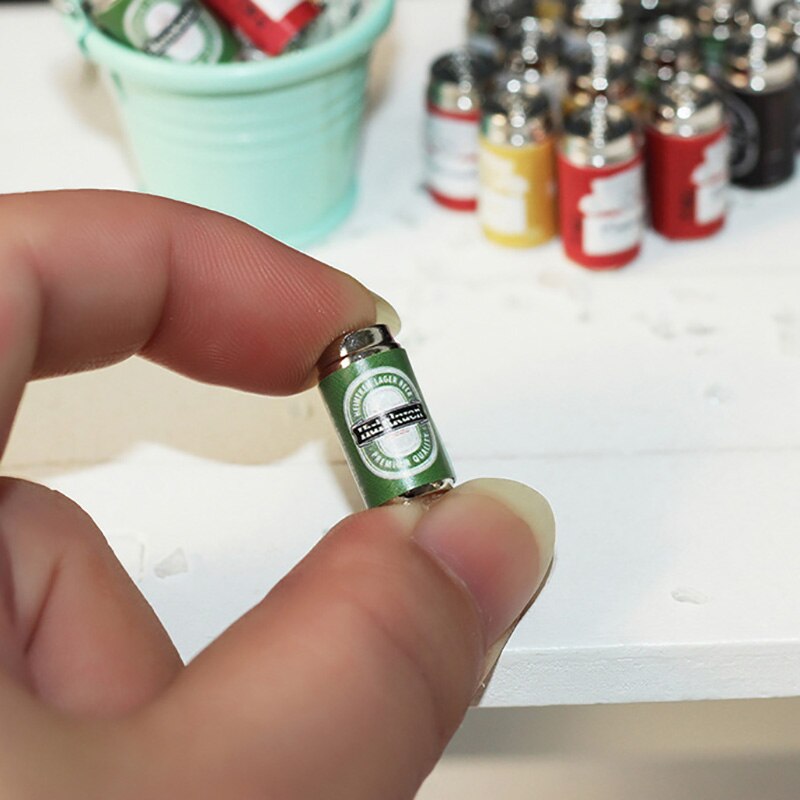 6 Stks/set Schattige Mini Pop Bier Blikjes Voor Miniatuur Poppenhuis Keuken Wijn Drinken Pretend Play Voedsel Voor Blyth Barbies pop Keuken