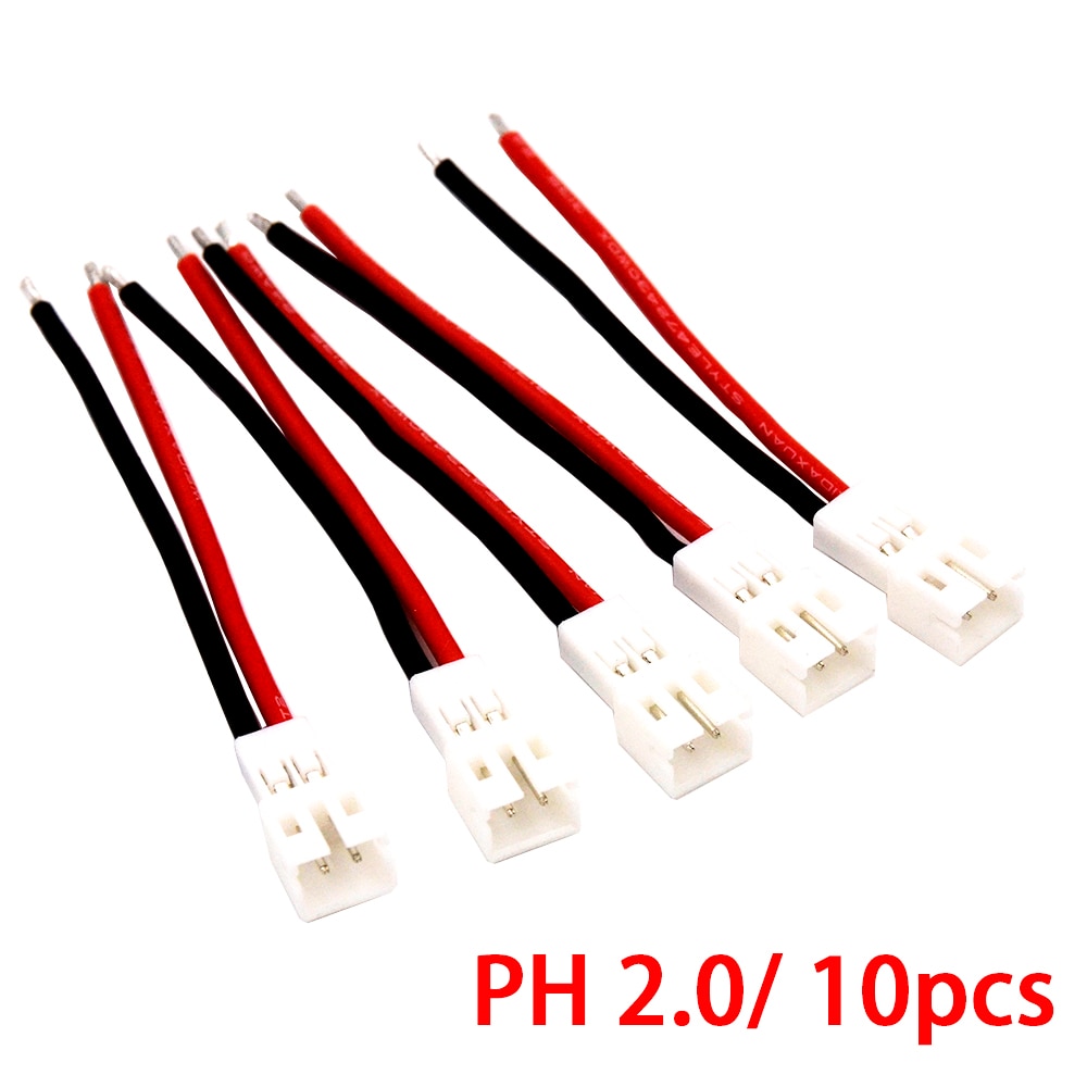 10pcs 50mm 24AWG Upgraded Tiny Whoop JST-PH 2.0 Female/MAle Plug Silicone Cable for UR65 US65 UK65 Beta65