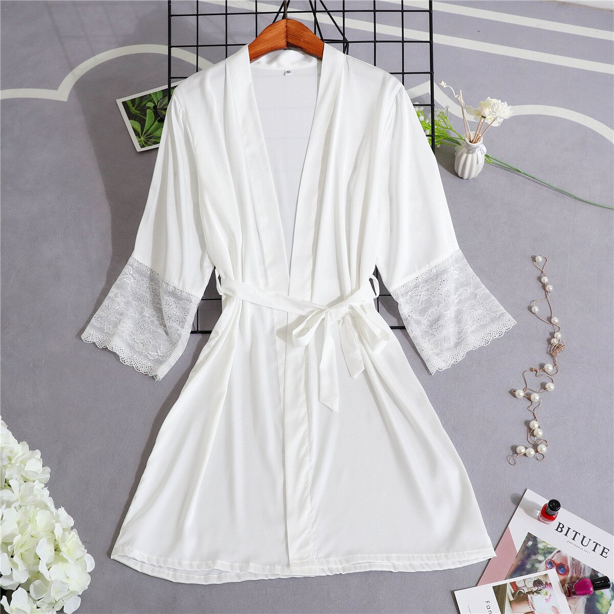 Bata suave para mujer, camisón negro, ropa de dormir, camisón de retazos de encaje, bata de dormir clásica Sexy Negligee, bata de casa