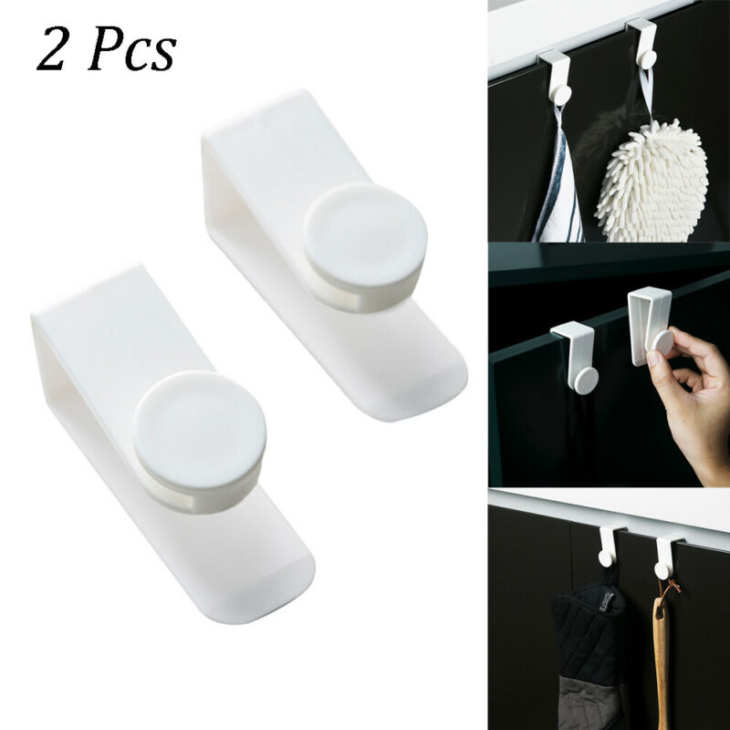 2 uds ganchos de puerta blancos ganchos de colgador de soporte de toalla de armario de cocina