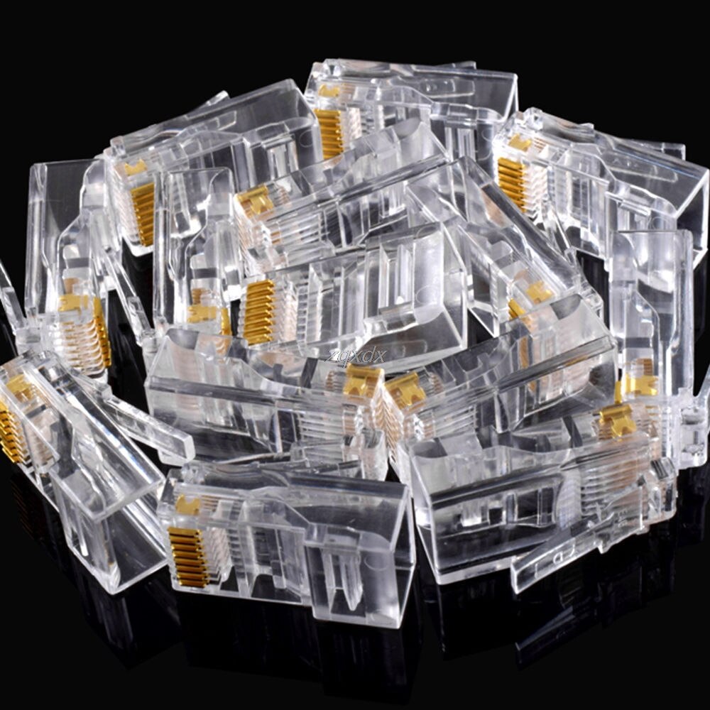 25 un plugue modular rede rj45 banhada a ouro tomada modular cat5 cat cat5e conector novo whosale e envio direto