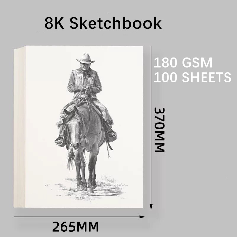 16K A4 8K A3 4K 100 Sheets 160g/m² Profession Sketchbook for Drawing Transfer Portable Travel Sketchbook for Artist Student: 8K 180gsm