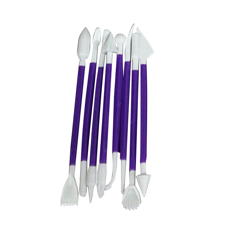 8 stks/partij 16 Patronen Fondant Cake Decorating Bloem Suiker Ambachtelijke Modelling Gereedschap Klei Fondant Cake Decorating Tool: purple