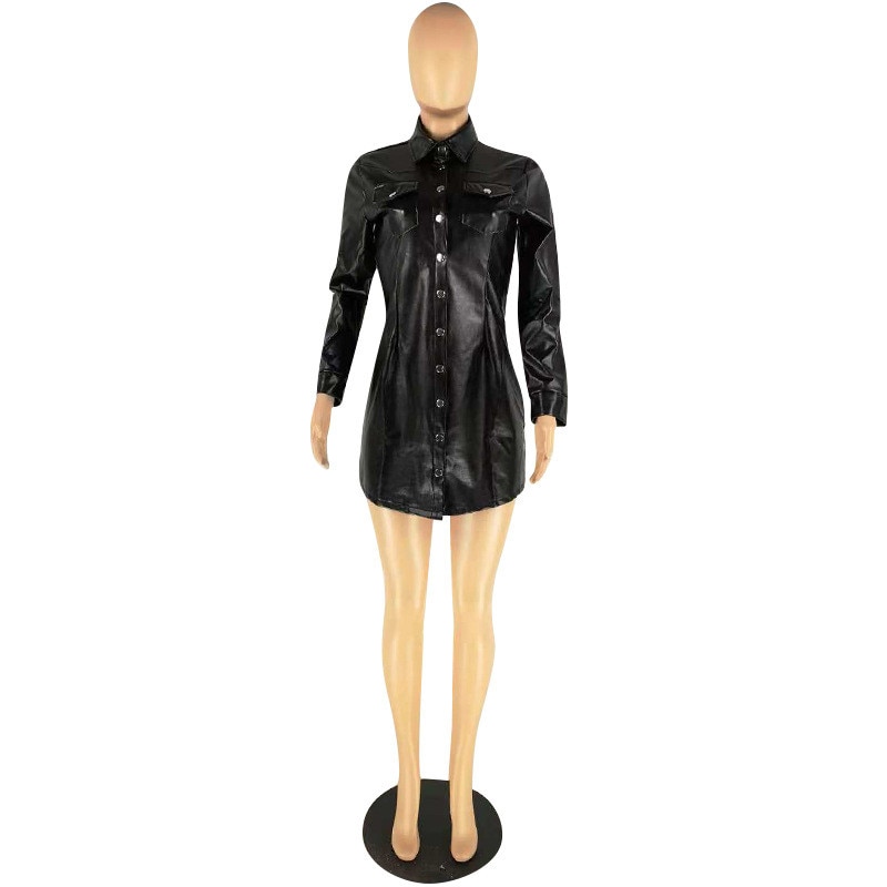 Faux Leather Jacket Women Black Plus Size Slim Light Thin Spring Autumn Single-breasted Long Sleeve Leather Coat CX975