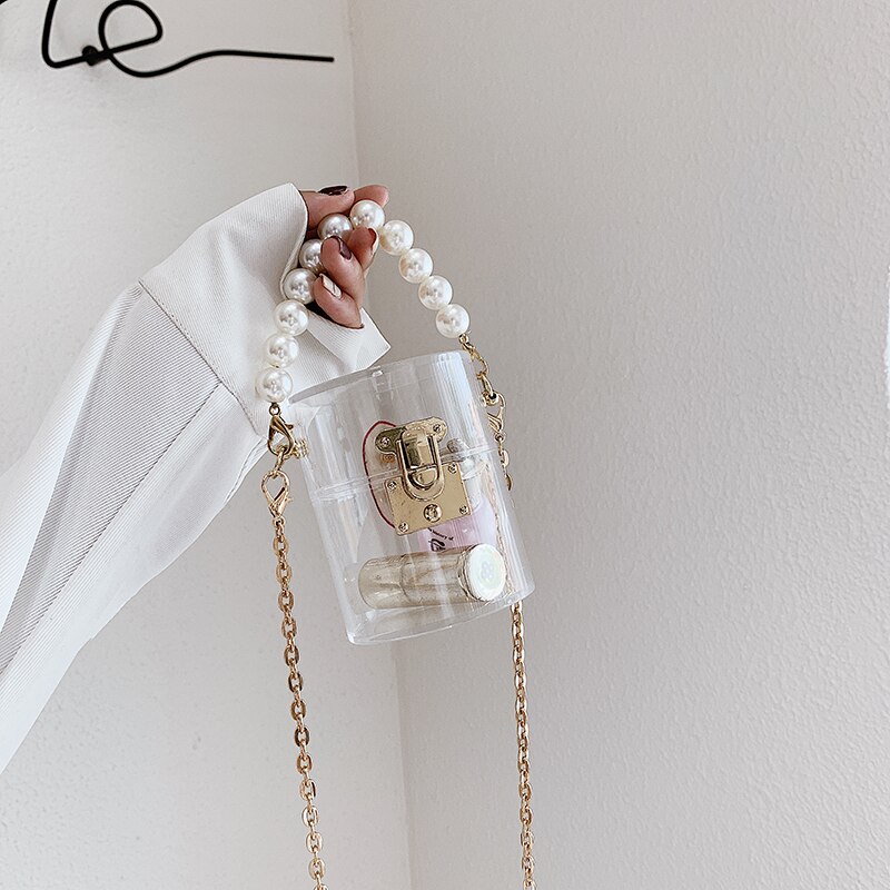 Acrylique Transparent Daisy femmes sacs à main et sacs à main Mini sac fourre-tout boîte transparente sac à lèvres dames fête pochette sac à bandoulière Bolsa: WHITE