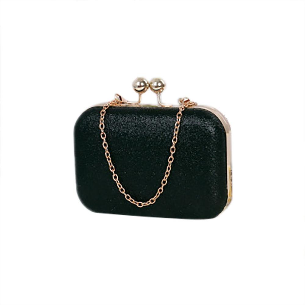 Dames Ball Ronde Hoofd Mini Pailletten Diner Chain Bag Luxe Vrouwen Hasp Handtas Mode Koppelingen Pack/E: Zwart