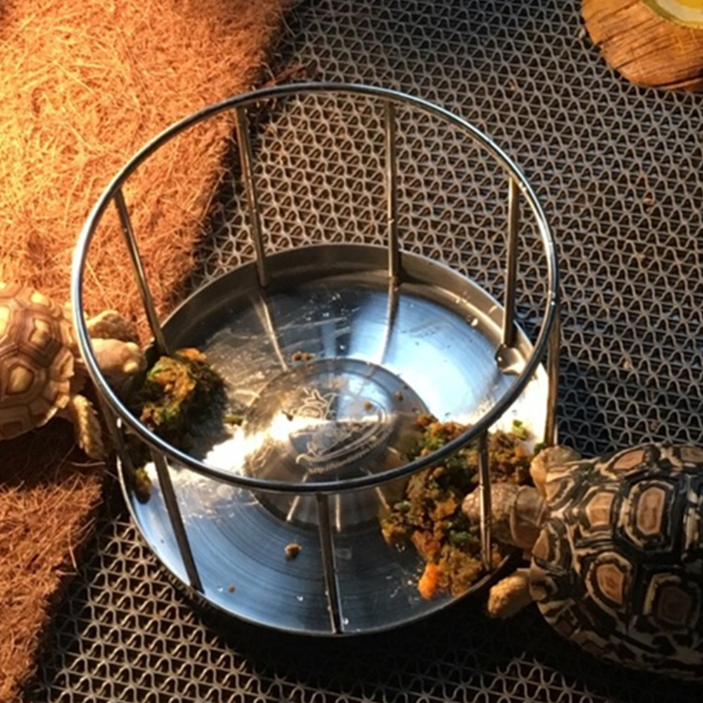 Dispenser let rengøring skildpadde skildpadde foderskål bassin bakke rustfrit stål rundt hjem vand mad fad udendørs kæledyrsforsyning