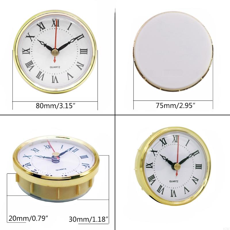 Klassieke uurwerk 80 mm ronde Romeinse cijfers klok inzetstuk met gouden rand woondecoratie voor doe-het-zelf ambachten benodigdheden accessoire