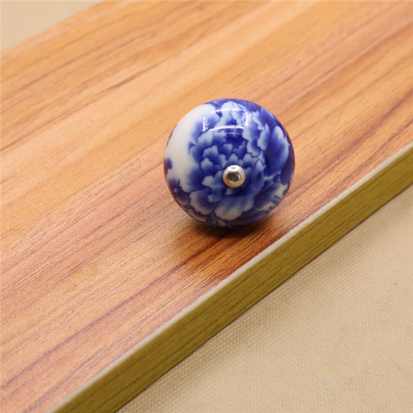 40mm farverige keramiske runde blomsterskabsknopper dørtrækhåndtag skabsskuffe garderobemøbelhåndtagsknopper: D