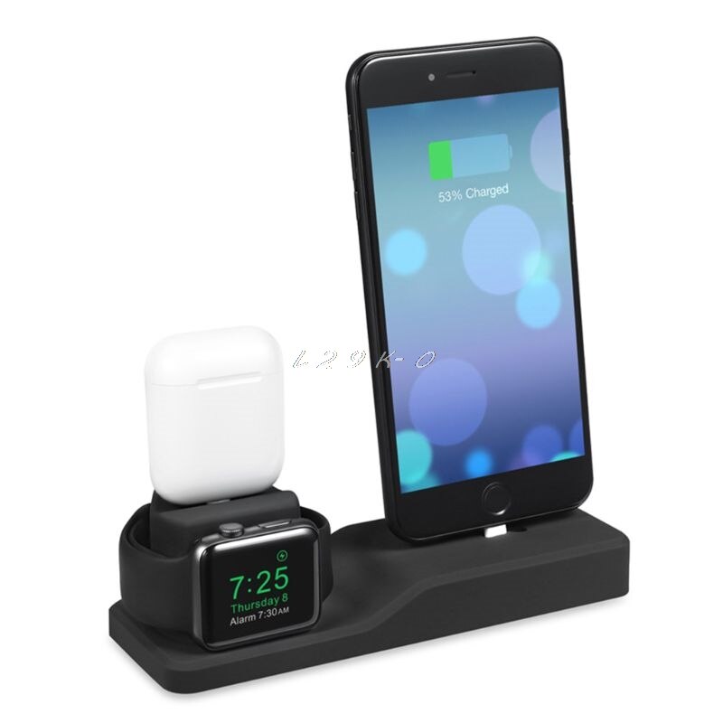 3in1 Silicone Holder For Apple Watch Dock For iPhone X XS XR MAX 6 6S 7 8 Plus Airpods Dock Charger Stand Station Mounts Base