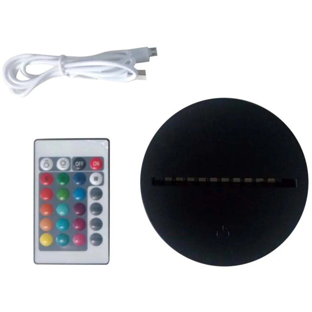 Acrylic 3D LED Lamp Base Table Night Light Base LED 7 Color-Adjust USB Remote Control Lighting Accessories Bulk: 02