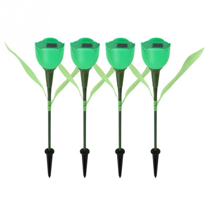 8 farger utendørs hage solcellelys solcelledrevet led tulipan hjemme plenlampe landskap natt blomsterlampe 1pc: Grønn