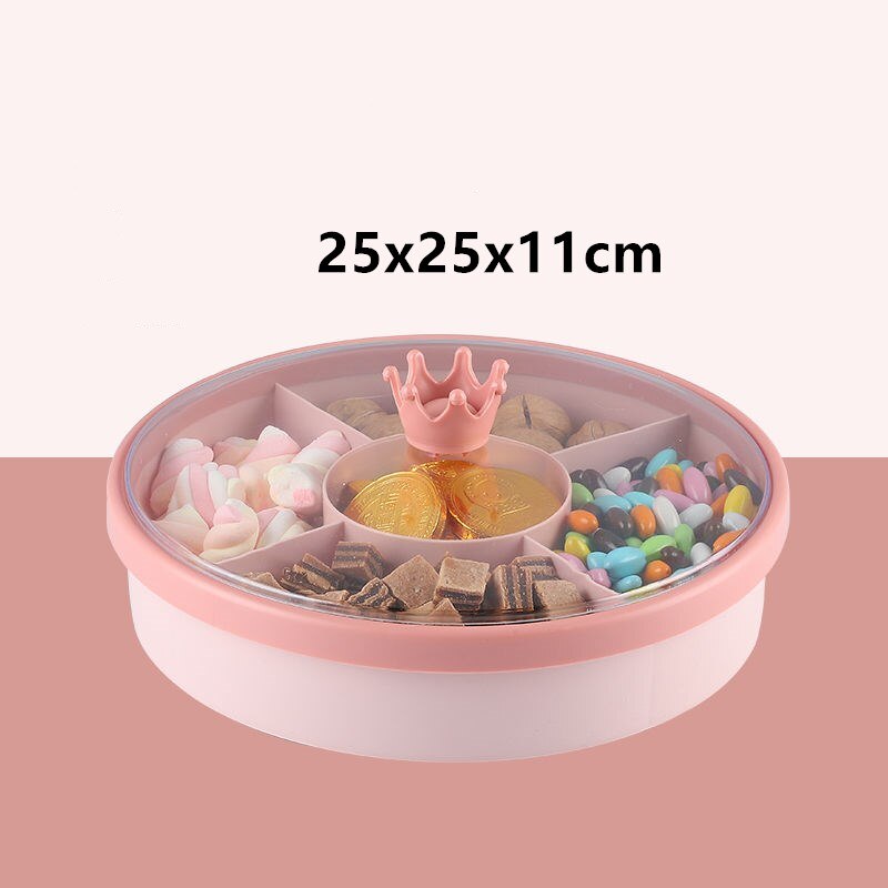 1 and 2 layer 5-Compartment Food Storage Tray Dried Fruit Snack Plate Appetizer Serving Platter for Party Candy Pastry Nuts Dish: pink 2