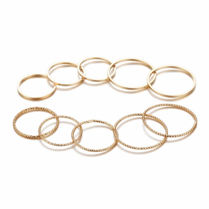 5 Stks/set Mode Imitatie Parel Ringen Voor Vrouwen Goud Kleur Ronde Wave Geometrische Ringen Set Wedding Party Sieraden Nieuw: Z735A