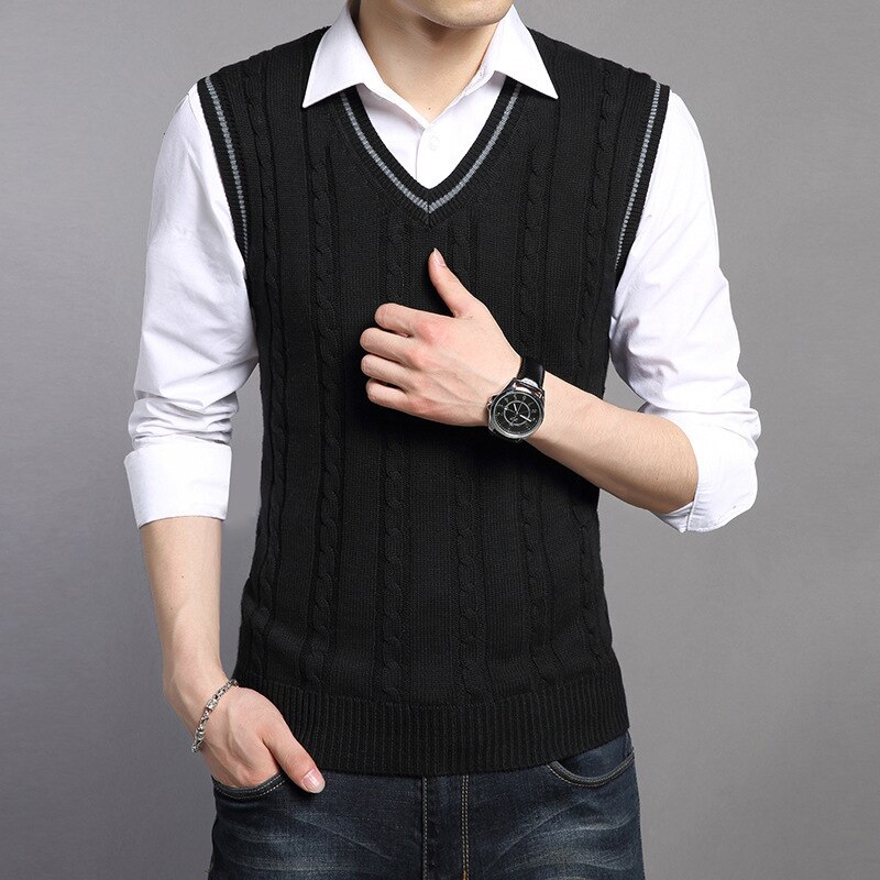 PEVSN Winter Herren Westen Ärmelloses Strick Warme Westen Casual Männer Nehmen V-ausschnitt Pullover Uniform Pullover Westen Herren Kleidung