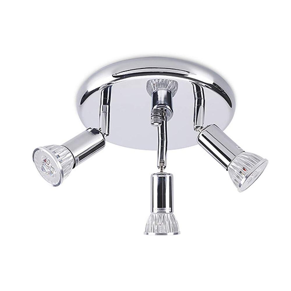 [DBF] Ronde GU10 Plafondlamp Woonkamer Verstelbare 3-Licht Plafond spots Slaapkamer LED Keuken Surface Mount plafond Spot Light: Silver 3 Lights / No GU10 Bulb