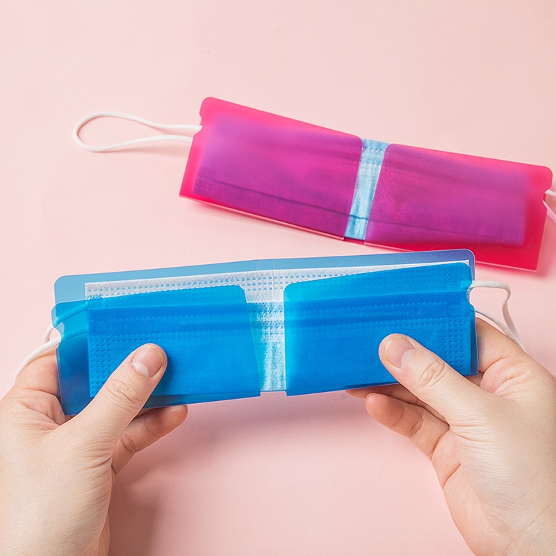 Mini pp bærbare plastik maske clips elev engangs ansigtsmaske opbevaring kuffert beholder sammenfoldelig maske holder genbrug maske opbevaring