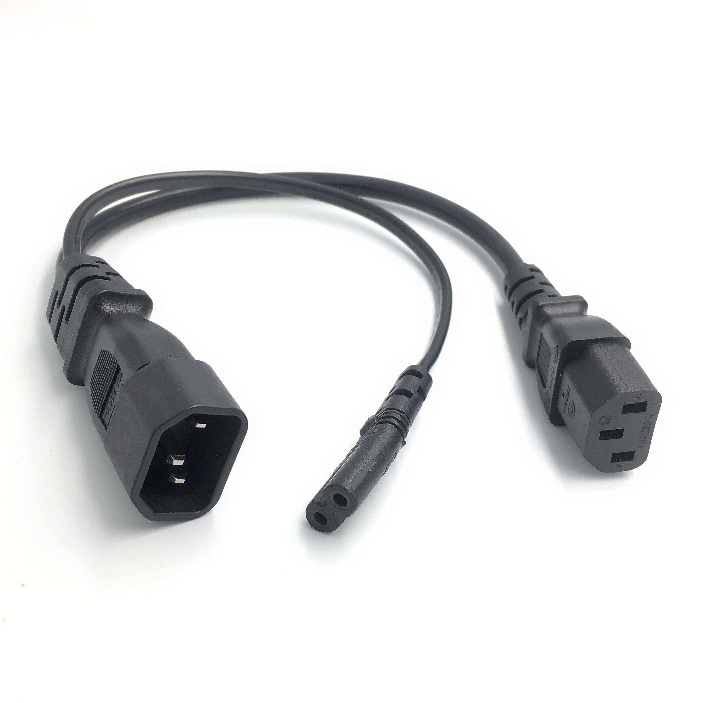 IEC320 C14 Naar IEC320 C13 + C7 Y Netsnoer Splitter Kabel Adapter Kabel Voor PC Monitor Scanner En Printer