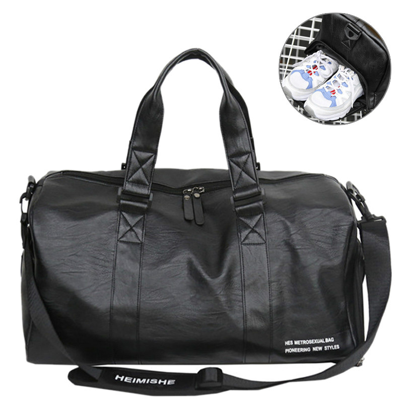 Mannen PU Lederen Sport Sporttas voor Vrouwen Fitness Training Reizen Duffle Schoudertassen Handtas Outdoor Sporttravel Reistassen