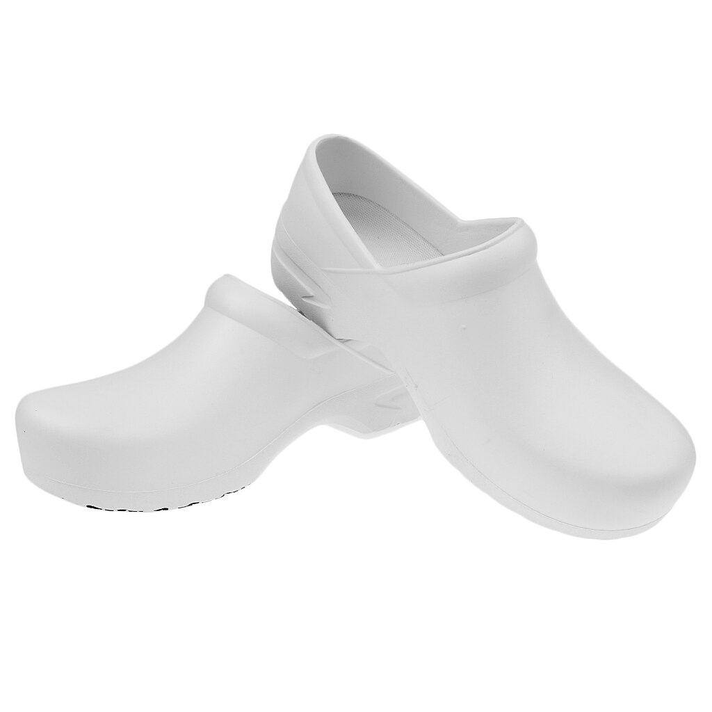 Mens Chef Shoes Nonslip Safety Work Shoes For Kitchen Cook Garden Work Clogs Oil Water Resistant: White 41