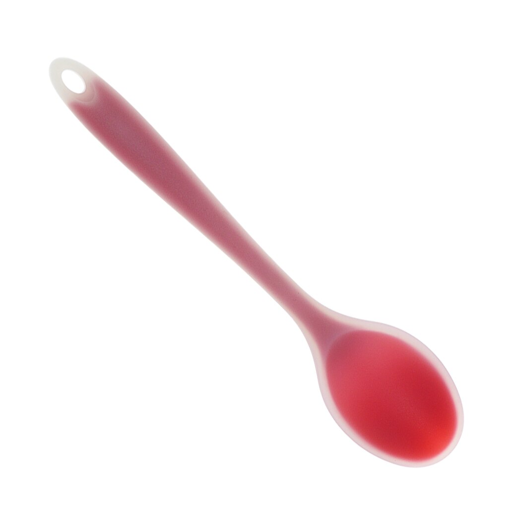 Dinner Table Soup Spoon Silicone Tablespoon Long Handle Flatware 20.5x4.5cm: Red 1