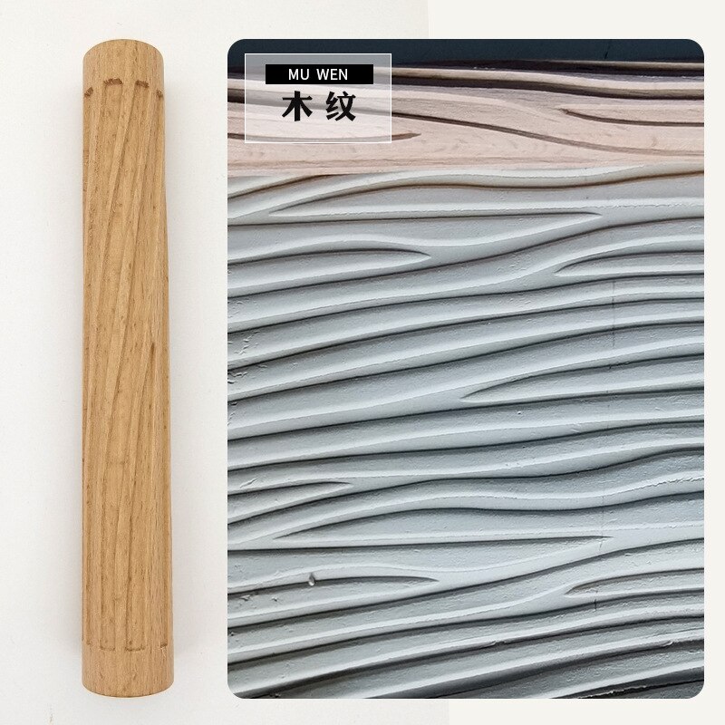 Pottery Art Wood Texture Roll Relief Tree Stone Flower Pattern Embossed Rod Mud Roll DIY Ceramic Sculpture Modeling Clay Tools: Wood grain