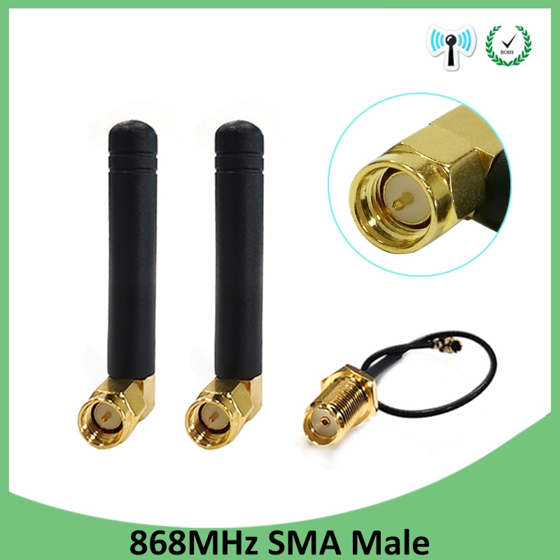 2 Stuks 868 Mhz 915 Mhz Antenne 2dbi Sma Male Connector Gsm 915 Mhz 868 Mhz Antena Antenne Waterdicht + 21 Cm RP-SMA/U. fl Pigtail Kabel