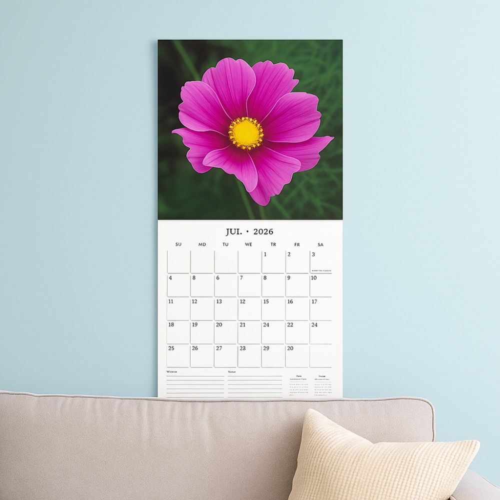 12 Month Flowers Themed Wall Calendar Wall Hanging Thick Paper Calendar Decorative Floral Calendar Household Scenes