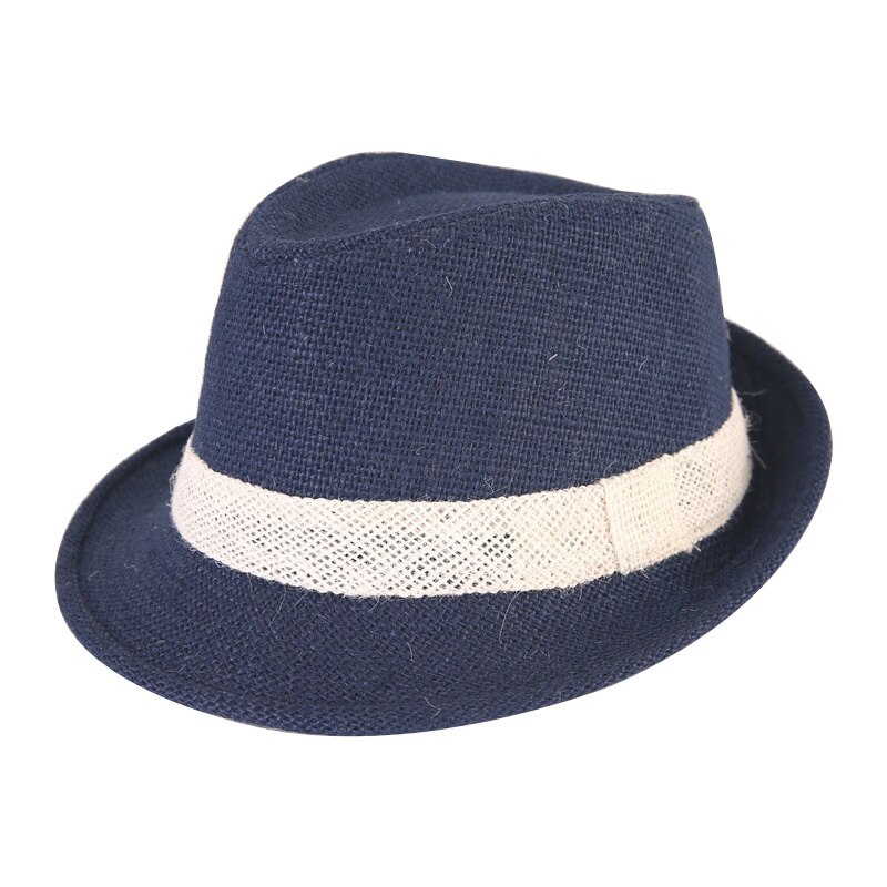 Baby Strohoed Lente Zomer Elegante Jazz Cap Zonneklep Strand Hoeden Kids Outdoor Caps Voor Jongens Meisjes 1-3 jaar Oude Kinderen Hoeden: Navy / Adult (56-58cm)