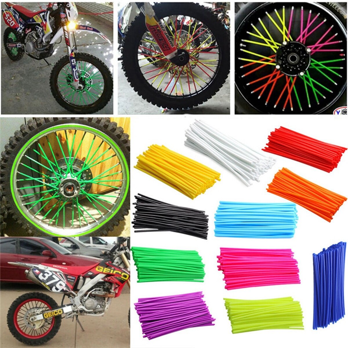 Fundas protectoras para radios de bicicleta, cubiertas decorativas para llanta de rueda de bicicleta de montaña y carretera, 75 Uds.