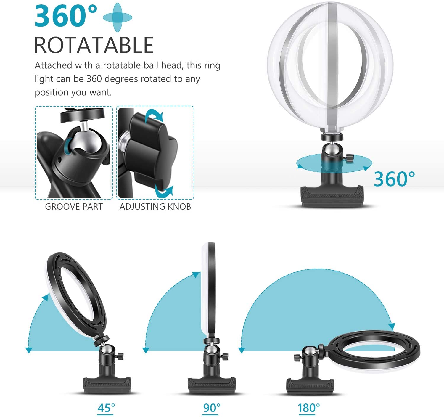 Ring Light per Computer portatile Desktop Zoom Meeting, Kit di illuminazione per videoconferenza con supporto per telefono treppiede Clip per Webcam